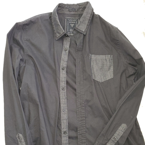 Guess Mens Large Slim Fit Button Down Shirt - Picture 1 of 8